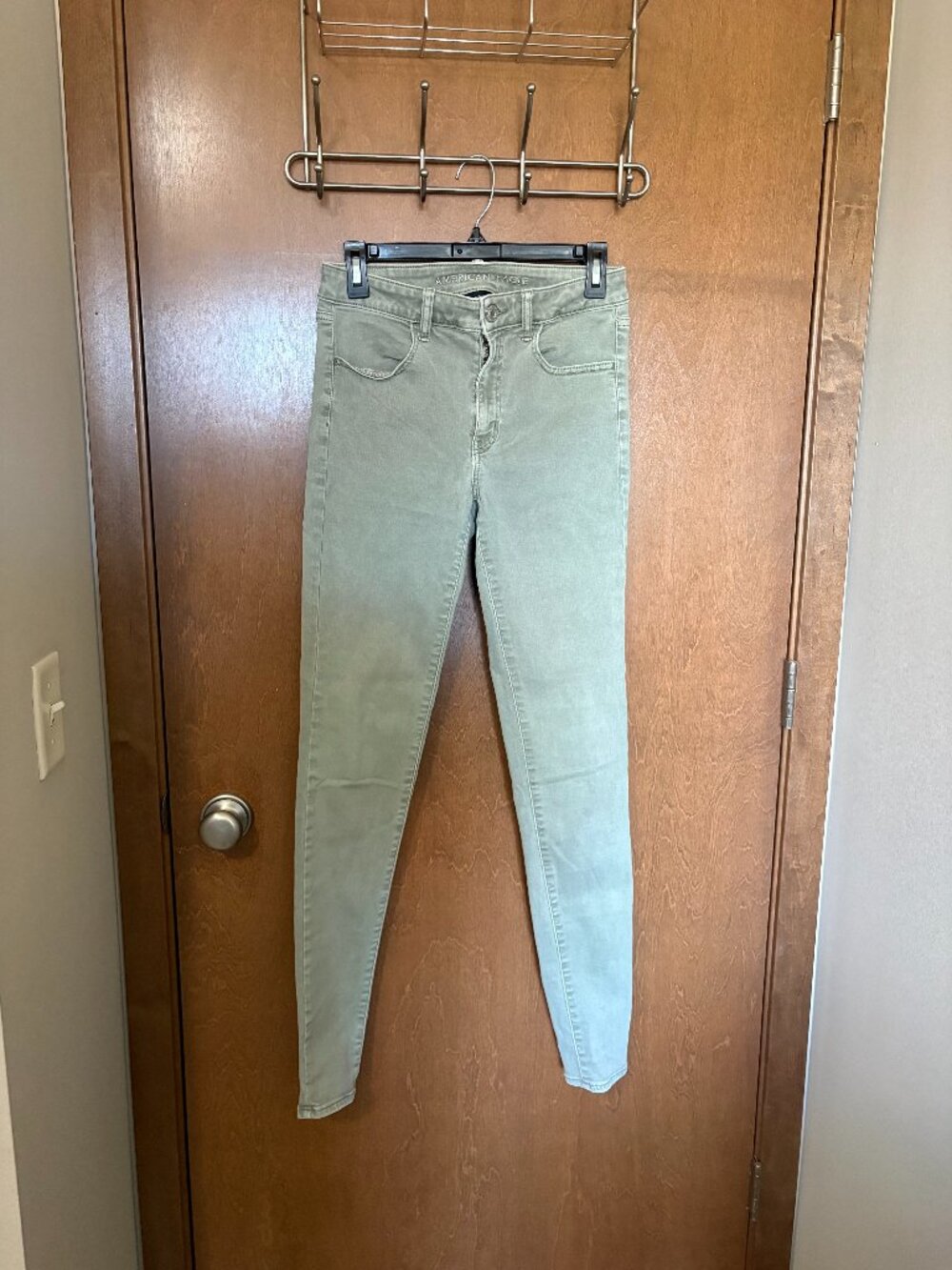 American Eagle green denim skinny